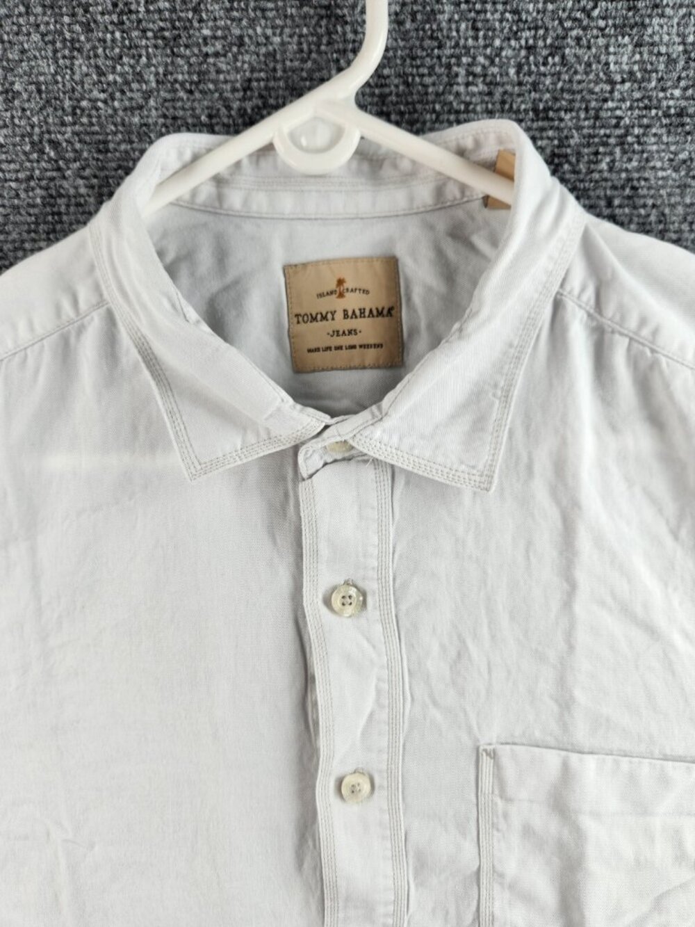 Tommy Bahama Tencel Cotton Button Up Shirt Hawaii Casual Long Sleeve Gray XL